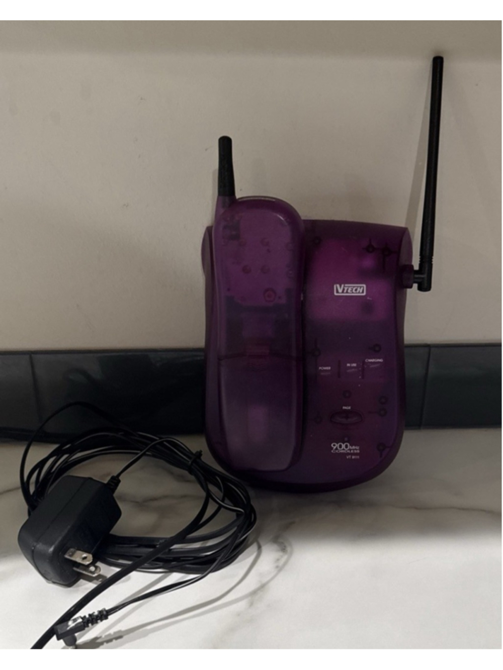 Vtg Y2K 90s V-Tech Purple Translucent Phone VT 66-9111 VT9111 Needs Battery Guc